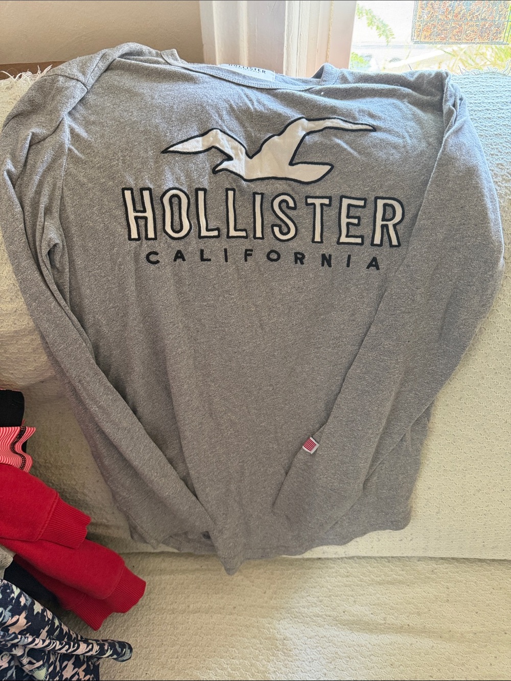 Hollister Gray Crewneck with Seagull Logo